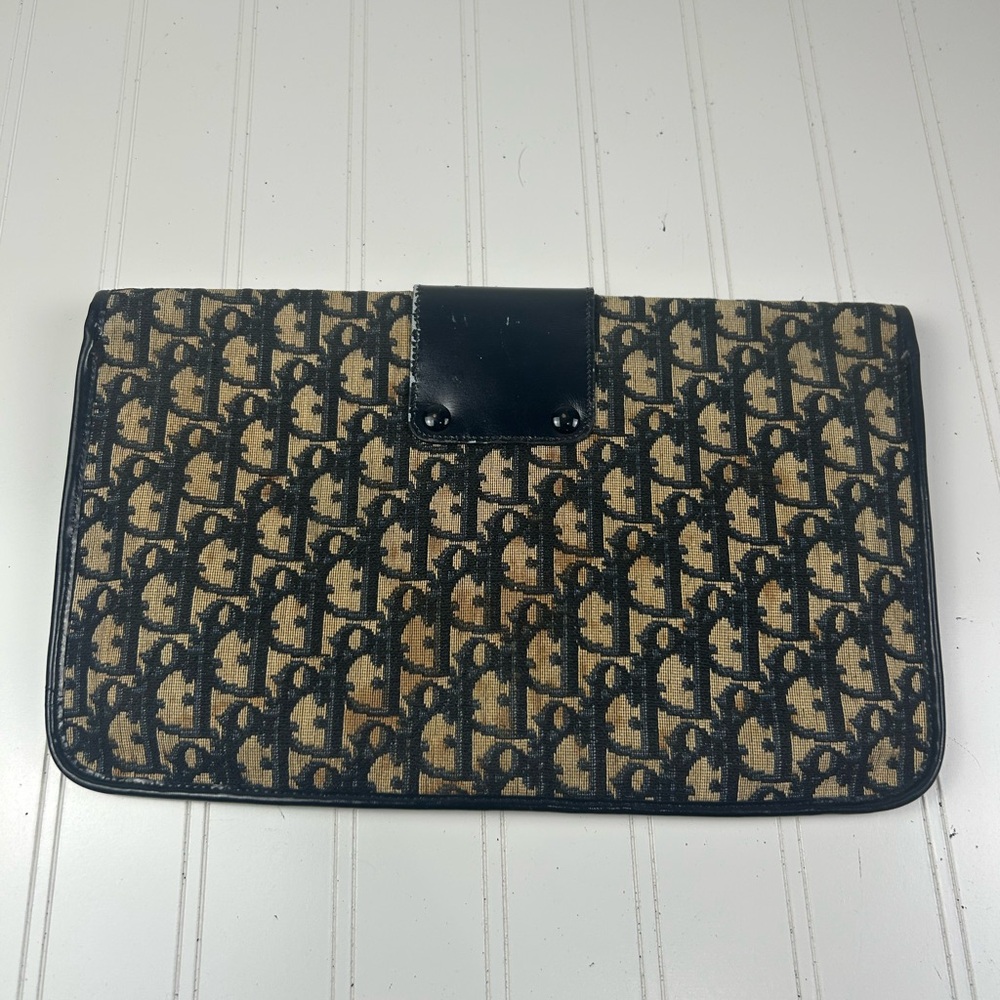 Christian Dior Black and Tan Monogram PVC Trotter Clutch - Picture 5 of 8